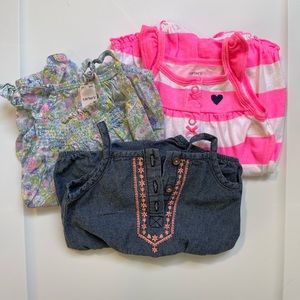 Carters girl 3month tank rompers, Hot Pink, Watercolor Floral, Denim embroidery